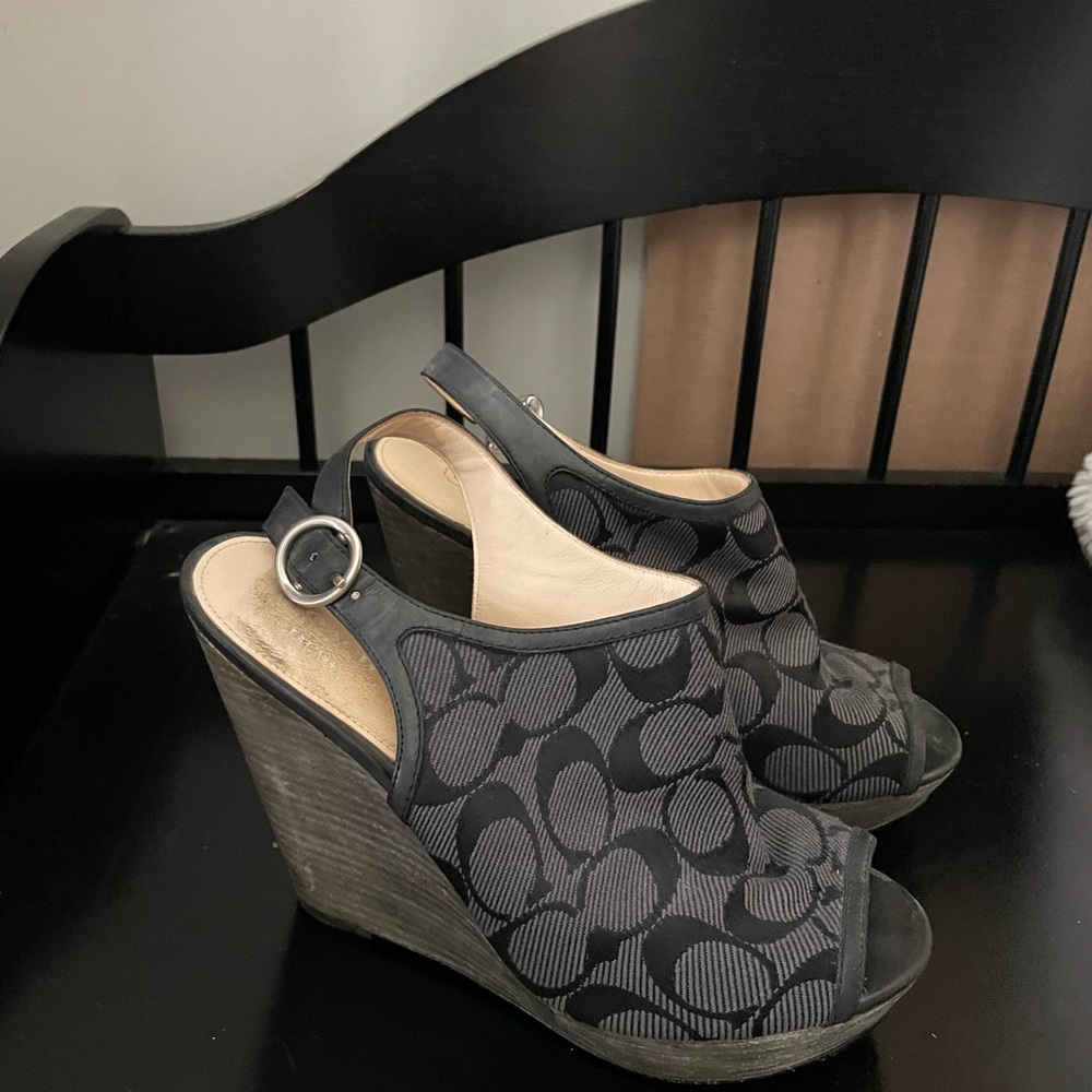 COACH Signature Janet Graphite Black Sandal